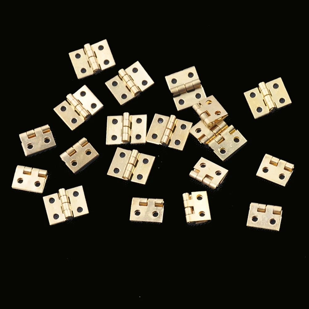 20pcs/pack Cabinet Door Hinges Furniture Accessories Brass Plated Mini Hinge Small Decorative Jewelry Wooden Box 8mm*10mm
