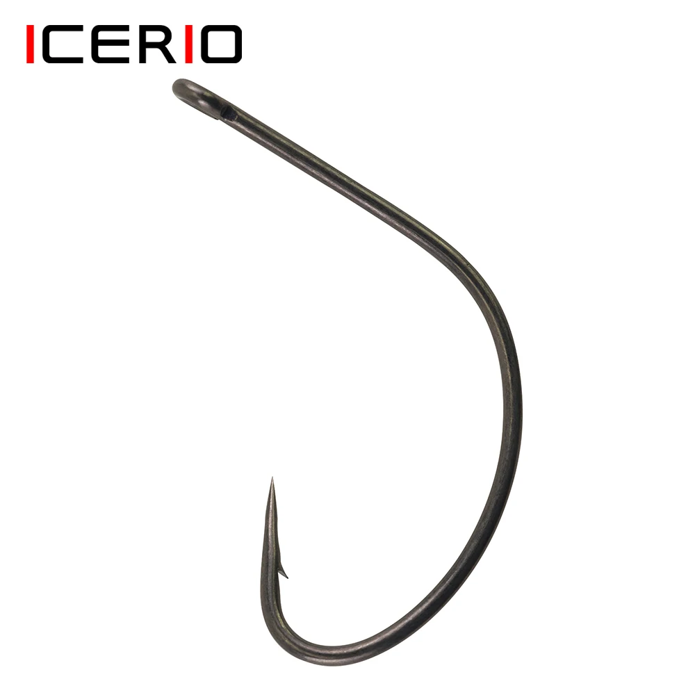 ICERIO 25PCS High Carbon Steel Saltwater Anti Corrosion Kahle Hook Wide Gap  Sharp Point Black Nickle Circle Hooks