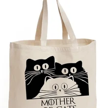 Модная офисная школьная сумка для покупок для мамы кошек, сумка для книг, сумка для игр престолов, бежевая сумка для покупок, графическая сумка, милая на молнии