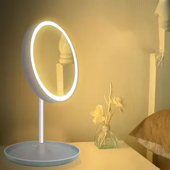 

Creative Three-step Adjustment Three-color Light Effect Table Supplementary Light LED Mirror Cosmetic Mirror (White)