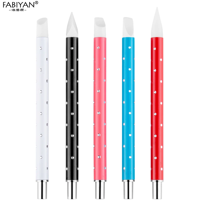 5Pcs Silicone Brush Sculpture Pen Carving Emboss Hollow Shaping Painting Dotting Polish Gel Nail Art Manicure Tools Set
