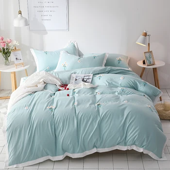 

Four-Piece Bedding Set Solid Color Linen Quilt Single Student Dormitory Three-Piece Set
