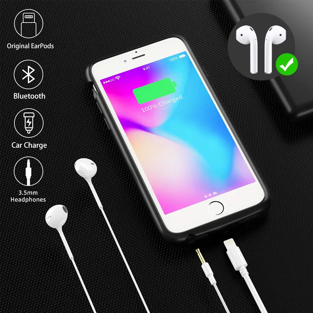 Чехол Newdery для iphone 6/6s/7/8 plus 5 дюйма 5000 мАч мягкий мощный чехол из ТПУ 6 6s 7 8 SE 2020 4 3200