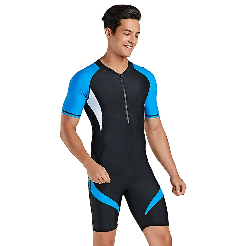 One piece Lycra Wetsuit for Men Front Zip Shorty Scuba Rash Guard