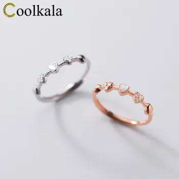 

Coolkala silver Women's simple diamond-encrusted Love Food ring elegant exquisite bracelet