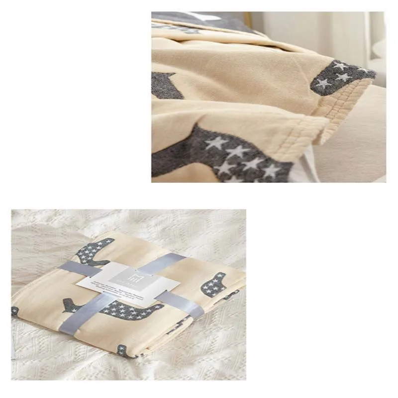 Cotton Woven Bedding Sheet Couch Armchair Blanket Coverlet Picnic Camping Quilt Plaid Baby Comforter