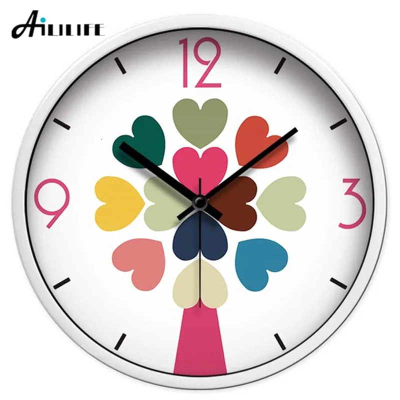 

Originality Wall Clock Mute Metal Round Clock A Living Room Arts Love Heart Love Quartz Clock