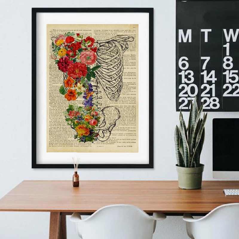 Skeleton Art Print Office Decor