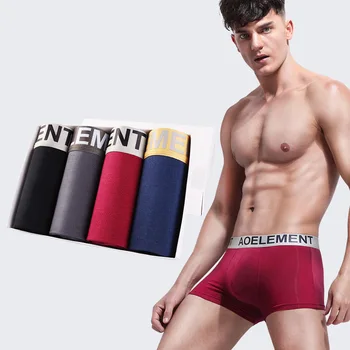 

4pcs/lot Male Panties Cotton Men's Underwear Boxers Breathable Man Boxer Solid Underpants Comfortable Brand man panties
