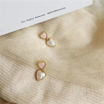 

Young girl heart gentle sweet love stud earrings show face thin shape temperament contracted joker brief paragraph earrings earr