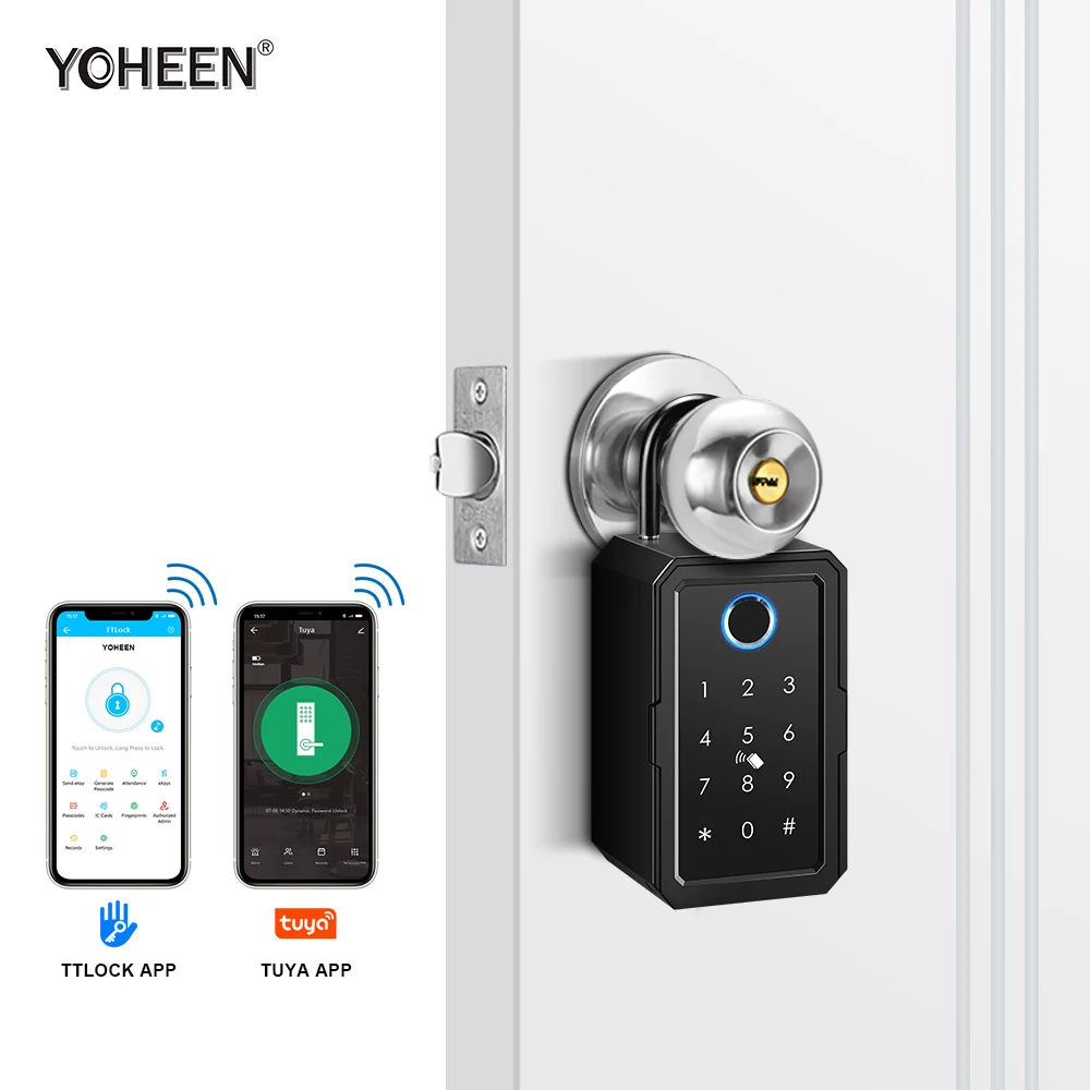 

YOHEEN Outdoor Wall Mount Smart Key Safe Box Storage Combination Digital Key Card WiFi App Fingerprint Smart key lock box
