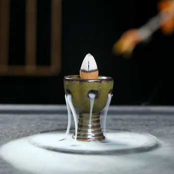 

YXY mini backflwo incense burner Bergamot ceramic Incense Base buddhist cones censer coil incense holder copper 1pc