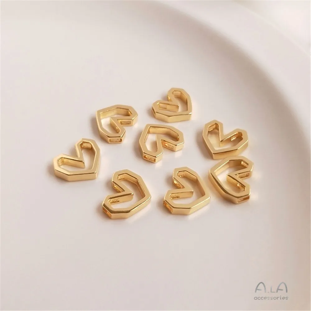 14K Gold Filled Geometric frame heart shape heart pendant DIY necklace clavicle chain pendant earrings accessories