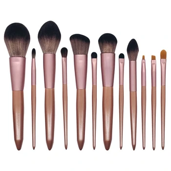 

12Pcs Wood Handle Makeup Brush Set Blush Brush Set Eye Eyeliner Powder Foundation Make Up Brushes Set Cosmetic Tools Kit