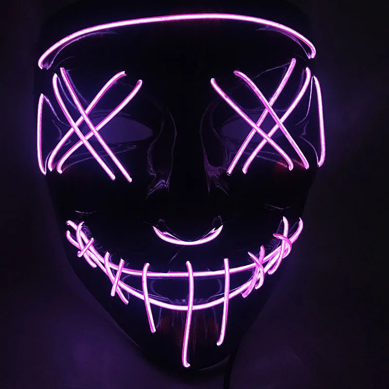 Хэллоуин Led маска для вечеринки маскарадные маски светящаяся маска светится в темноте тушь для ресниц ужас маска светящаяся маска - Цвет: purple