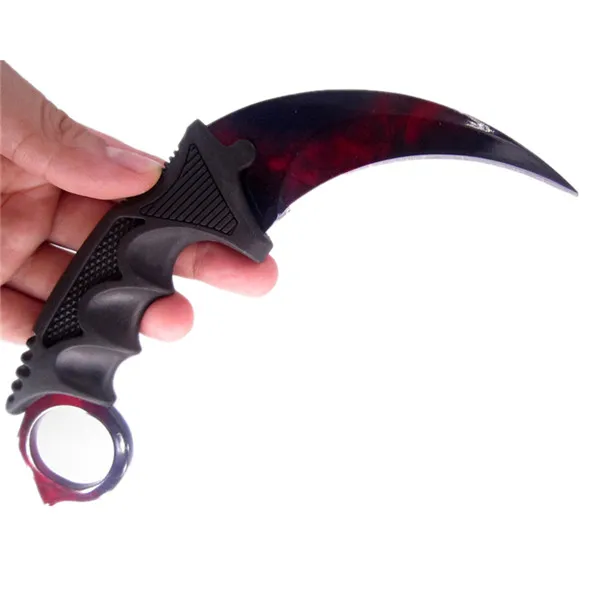 Purple Red Счетчик GO csgo боевой нож Изумрудный штурмовой карамбит настоящий боевой коготь Открытый CS strike camp hike defense hawkbill Тактический - Цвет: Purple Red