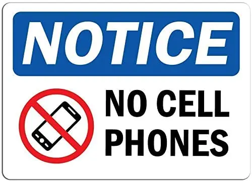 Notice Sign No Cell Phones Warning Traffic Road Safety Street Metal Tin 12 X 8 Inch | Дом и сад