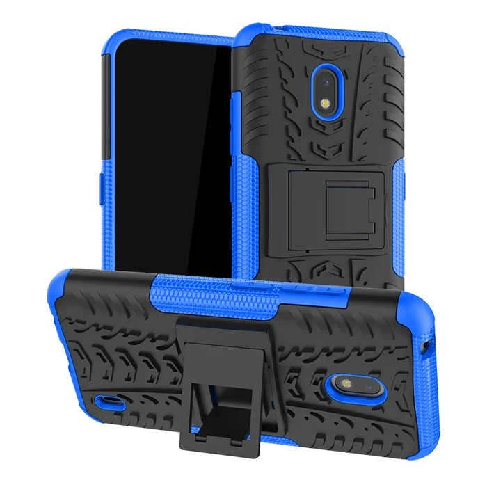 Для Nokia 2,2/3,2/4,2 Футляр Пластик Мягкий силиконовый гибридный бронированная подставка ПК+ ТПУ повышенной прочности и защищенности противоударный с откидывающейся крышки - Цвет: blue