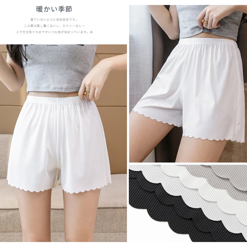 Women Panties Under Skirt Safety Short Pants Stripe Seamless Women Underpants Wave Hem Boxer Loose Outside Wear Shorts safety shorts seamless panties women shorts underwear