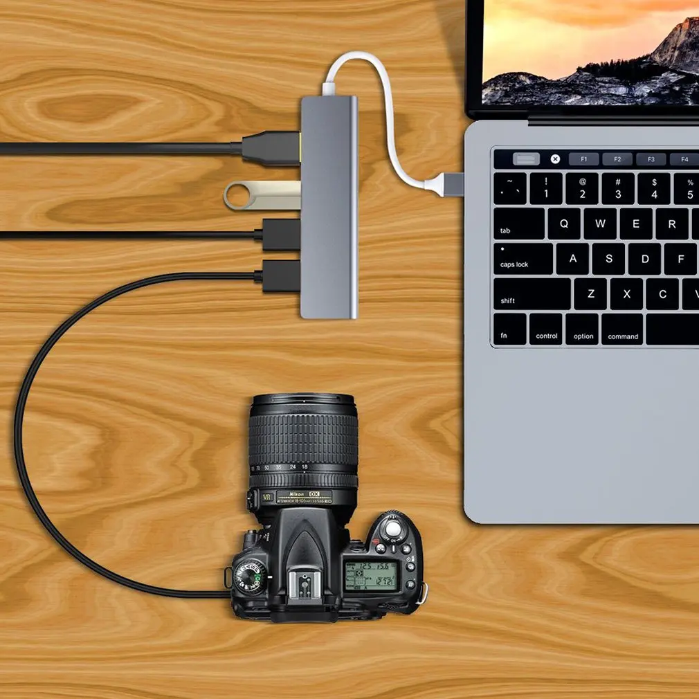 Изысканный дизайн USB-C концентратор type-C адаптер для HDMI 3 USB 3,0 Портативный Алюминиевый USB C Ключ серый