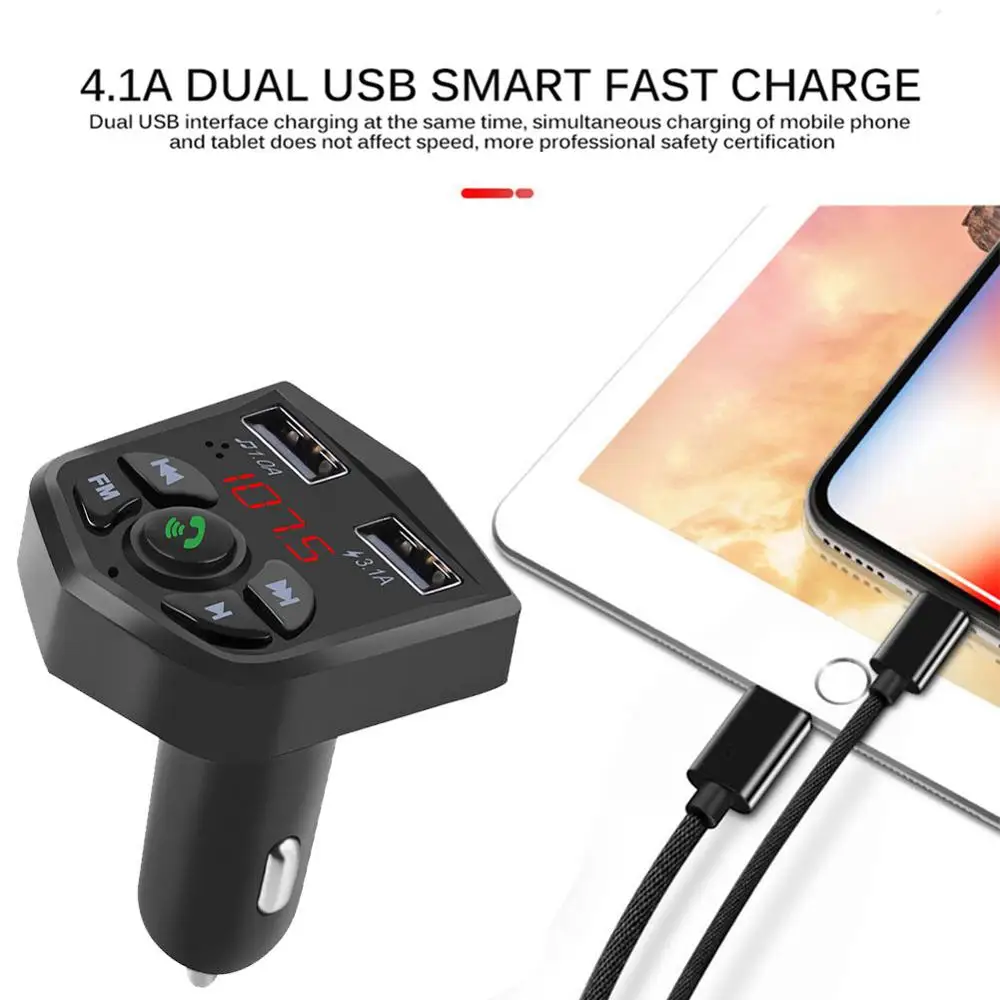 Bluetooth 5,0 Handsfree автомобильный mp3 комплект 3.1A Быстрый двойной usb зарядный порт lcd Цифровой вольтметр TF карта U диск AUX плеер(803E