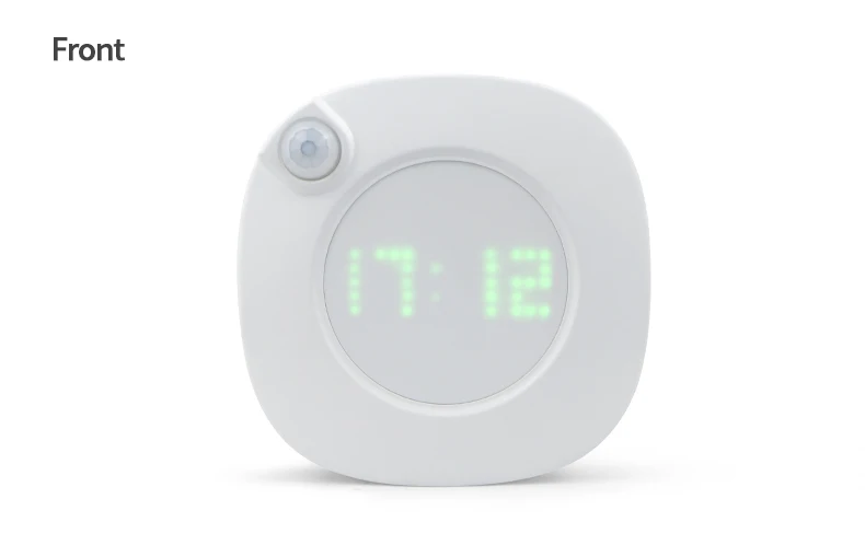 PIR Motion Sensor LED Night light With Digital Time Wall Clock USB Rechargeable LED Wall lamp For Bathroom Decoration