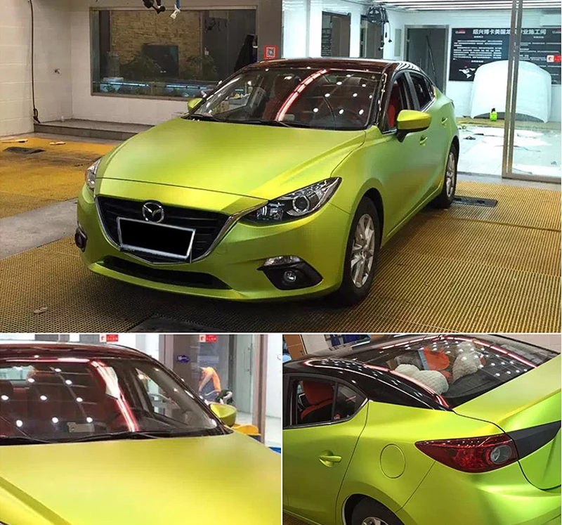 Lemon Green Metallic Matt Vinyl Film Wrap-8