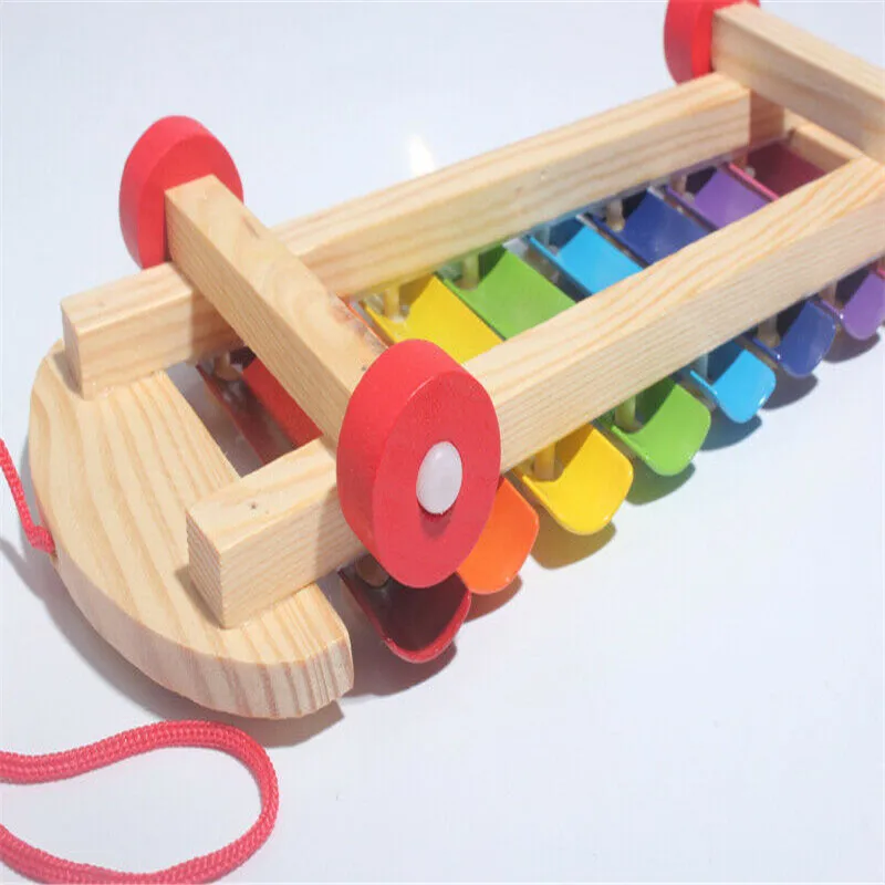 Деревянный, детский стук фортепиано 8-ноты игрушечный ксилофон с рисунком из мультфильма; Музыка раннее развивающая музыкальная игрушка инструмент игрушка