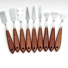 9PCS/Set Painting Acrylic Knife Mixing Scraper Stainless Steel and Wood Spatula Palette Knife for Oil Paint Color Mixing