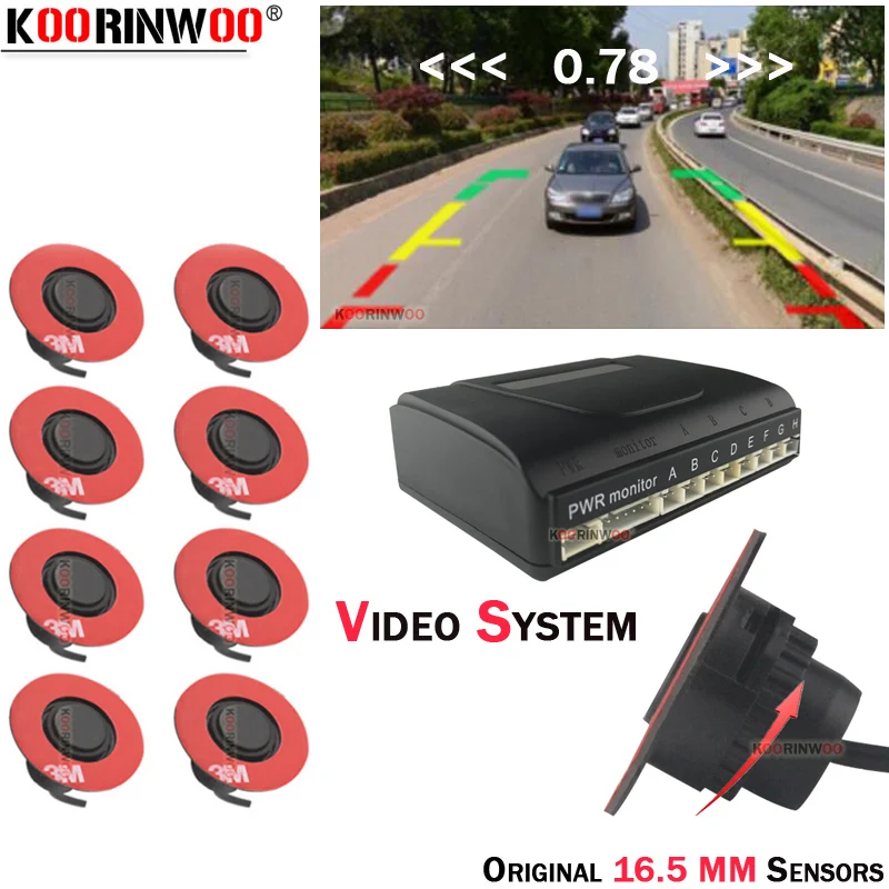 Универсальный парковочный датчик Koorinwoo Parkmaster плоский 16 5 s 4 передний черный белый