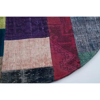 

150x150 Cm Multicolor Handmade Round Patchwork Rug-5x5 Ft