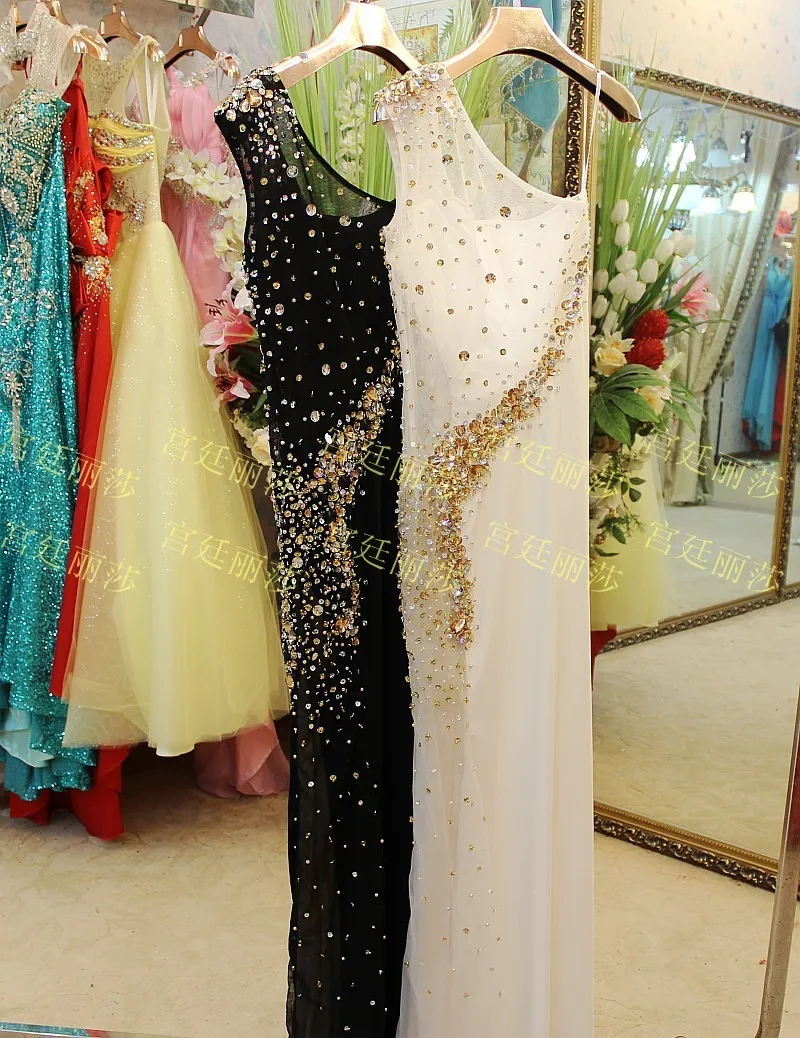 Новинка, горячая распродажа, Abendkleider De Festa Longo Crystal Vestidos, длинное вечернее платье с блестками, Сексуальные вечерние шифоновые платья для выпускного вечера