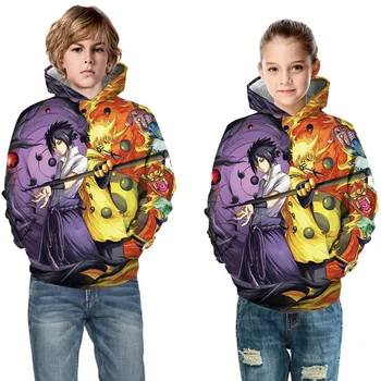 

Kids 2019 Fashion Anime Hoodies Naruto Sasuke Tokyo Ghoul Cool Brand Design Children Hooded Sweatshirts Boy Girl Pullovers Tops