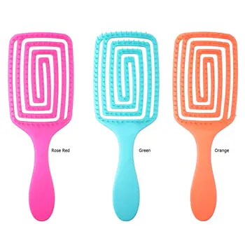 

Portable Hollow Hair Scalp Massage Comb Salon Women Rubber Anti-skid Handle Dry Wet Hairdressing Styling Tool Hairbrush