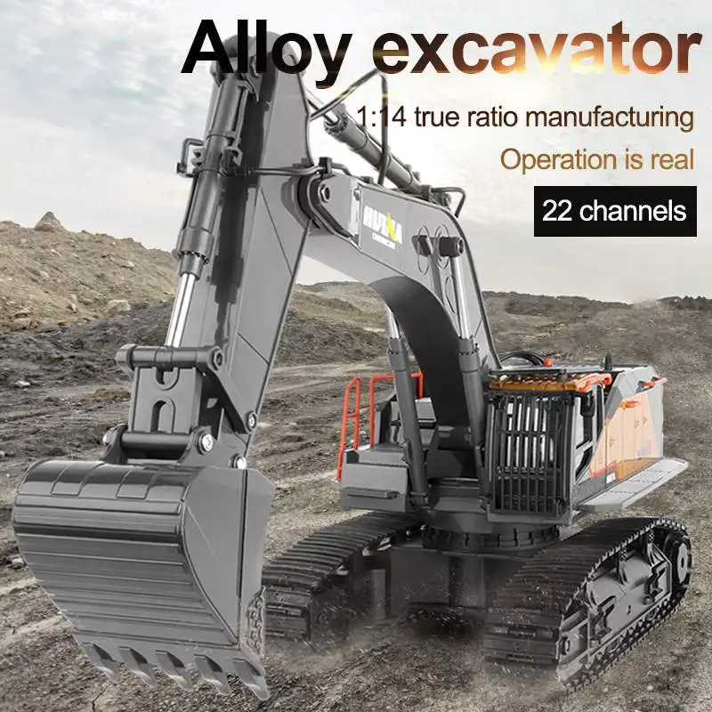 US $152.98 Huina 1592 114 Rc Alloy Excavator 22ch Big Rc Trucks Simulation Excavator Remote Control Track Engineering Vehicle Toy For Boy