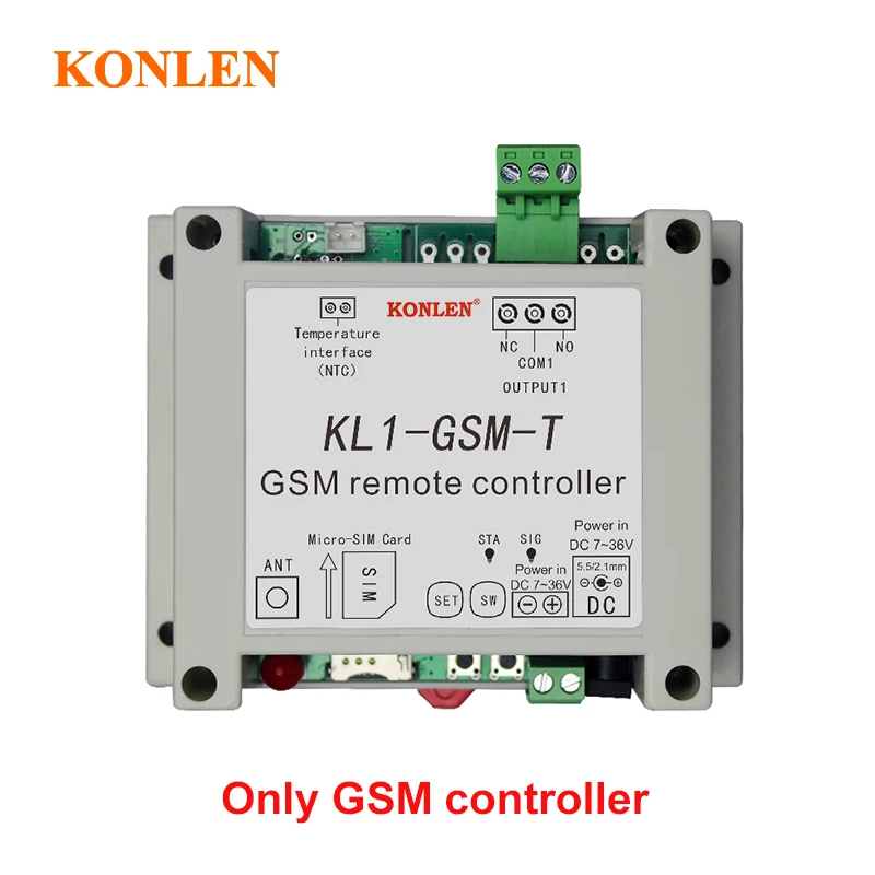 Only controller KONLEN смарт GSM реле управления Лер датчик температуры SMS вызов дистанционное управление домашней автоматизации выключатель питания ворот водяной насос - Цвет: Only controller
