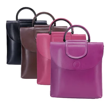 

Fashion Cowhide Leather Women Backpack High Quality School Backpacks Teenage Girls Preppy Style Shoulder Bag Sac A Dos Mochila