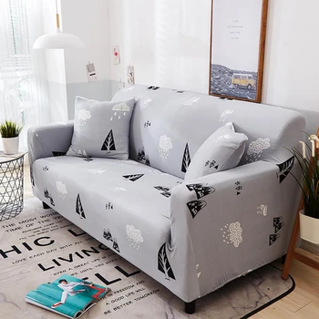 

Elastic Corner Sofa Cover for Living Room Grey Cartoon Single Love 3 4 Seater Armchair L Type Stretch Sectional Couch Cover