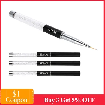 

BQAN Nail Brush 7/9/11mm Crystal Acrylic Nail Art Brushes UV Gel Painting Line Brush Nylon Hair Pen Manicure Nail Liner Tools