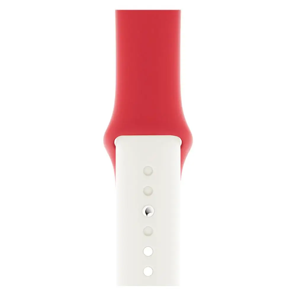red white Для Apple Watch 5 4 3 2 1 полосы мягкий силиконовый спортивный ремешок 38 мм 42 мм полосы резиновый ремешок для часов Ремешок для Iwatch серии 4 40 мм 44 мм - Цвет ремешка: red white