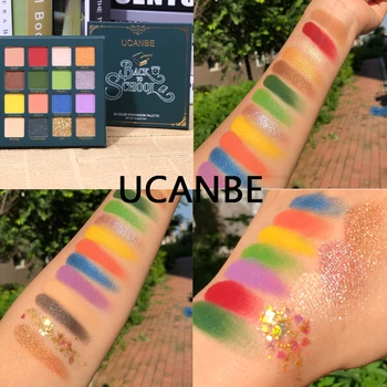 

UCANBE BACK TO SCHOOL Eyeshadow Palette Neon Green Eye Makeup 16 Color Pressed Glitter Shimmer Matte Eye Shadow Pigment Cosmetic