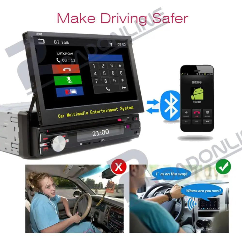 Clearance Original Universal car multimedia player 7’’ HD 1din Touch-screen Radio stereo support in-car Bluetooth/WIFI/FM/AM/USB/AUX/MAP 1