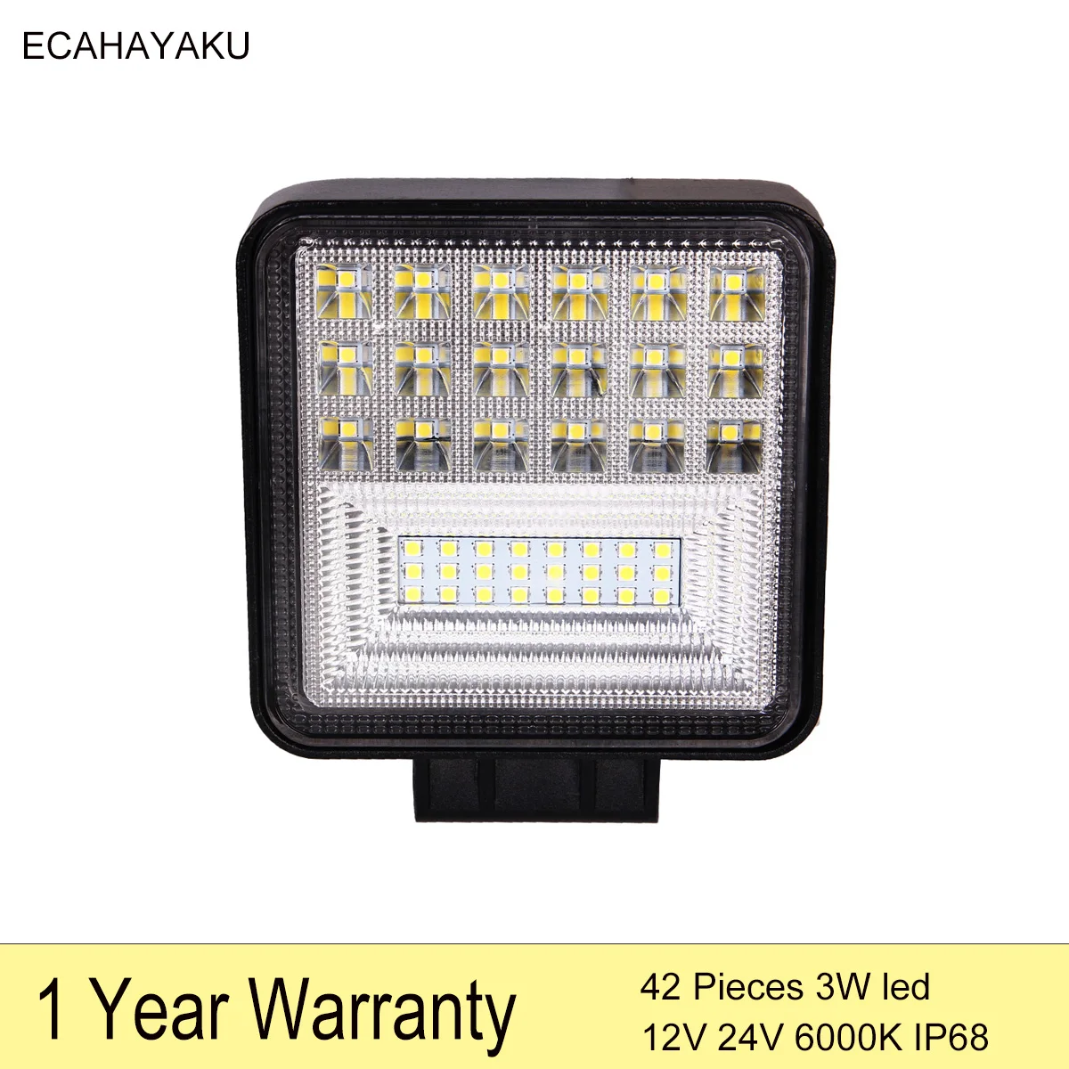 2 шт. ECAHAYAKU 4-дюймовые квадратные бездорожье светод Подсветка 126W 6000K белый для внедорожников тяжелых грузовиков Лодка Джип Hummer ATV 12V 24V