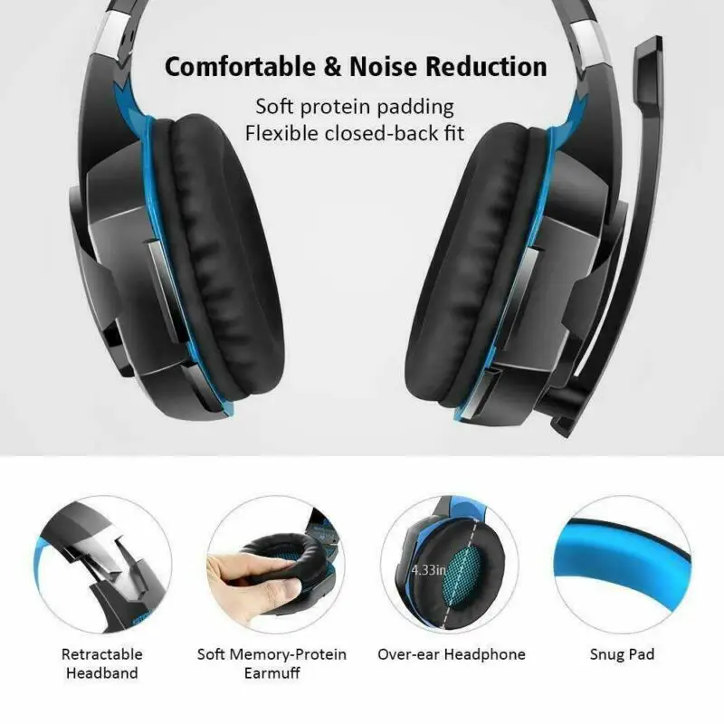 Each G2000 3 5mm Stereo Gaming Headset Mic LED Light Headphones For PC MAC PS4 Xbox ONE 360