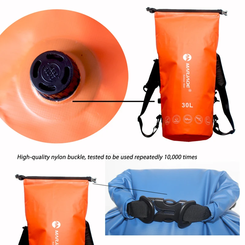 30L Trekking Dry Bag Impermeable Floating Backpack Roll Top Sail Kayak Drypak Motorcycle Drybag Bouy Bike Boat Dry Sack Deck Bag
