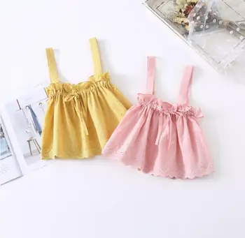 

2020 Baby Girls Summer Cotton Sling T-shirt , Princess Kids Cute Tan 5 pieces/lot, Wholesale
