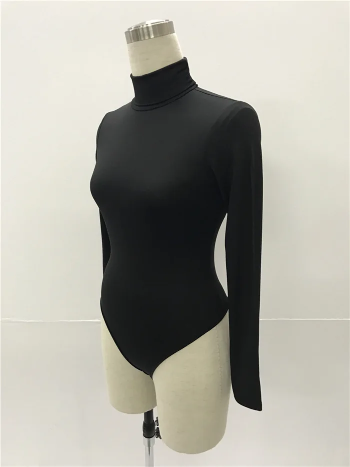 thong bodysuit Autumn Casual Turtleneck Thin Skinny Women Basic Bodysuit Long Sleeve Top Office Lady Elastic Elegant Solid Jumpsuits High Waist cut out bodysuit