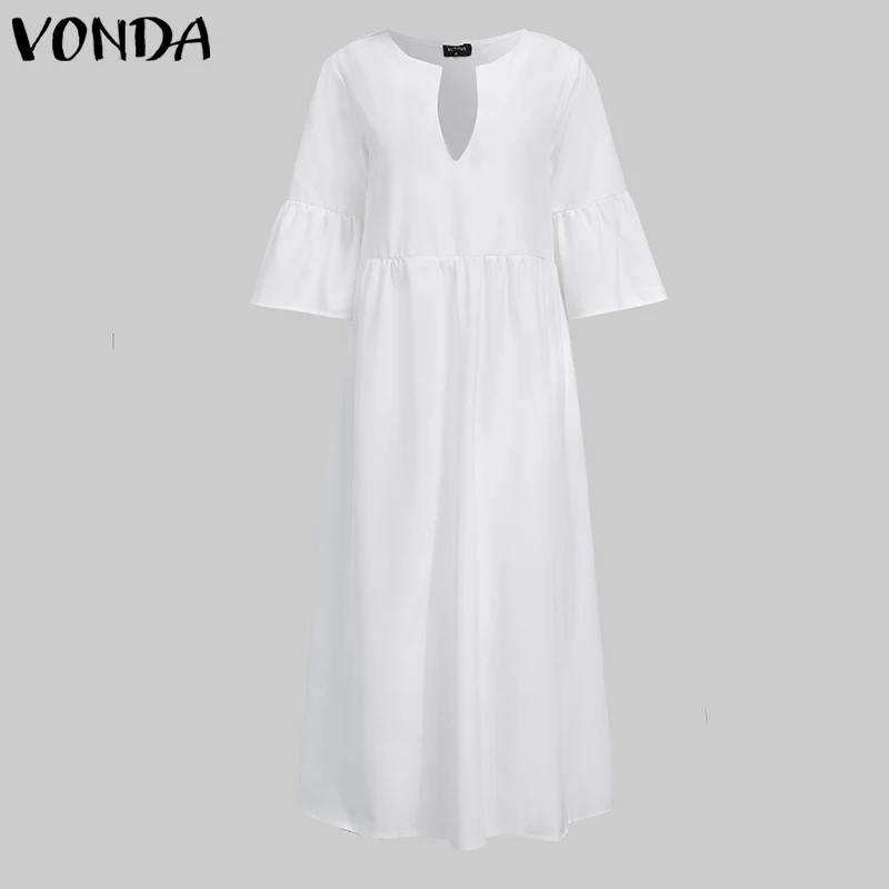VONDA, летнее платье для беременных,, сексуальное, v-образный вырез, половинный рукав, сплошной цвет, Платья для вечеринок, пляжный сарафан, богемный стиль, платья для беременных