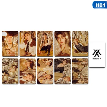 

New 10Pcs/set KPOP MONSTA X Album Photo Card PVC Cards Self Made LOMO Card Photocard For Fans Collect Gifts