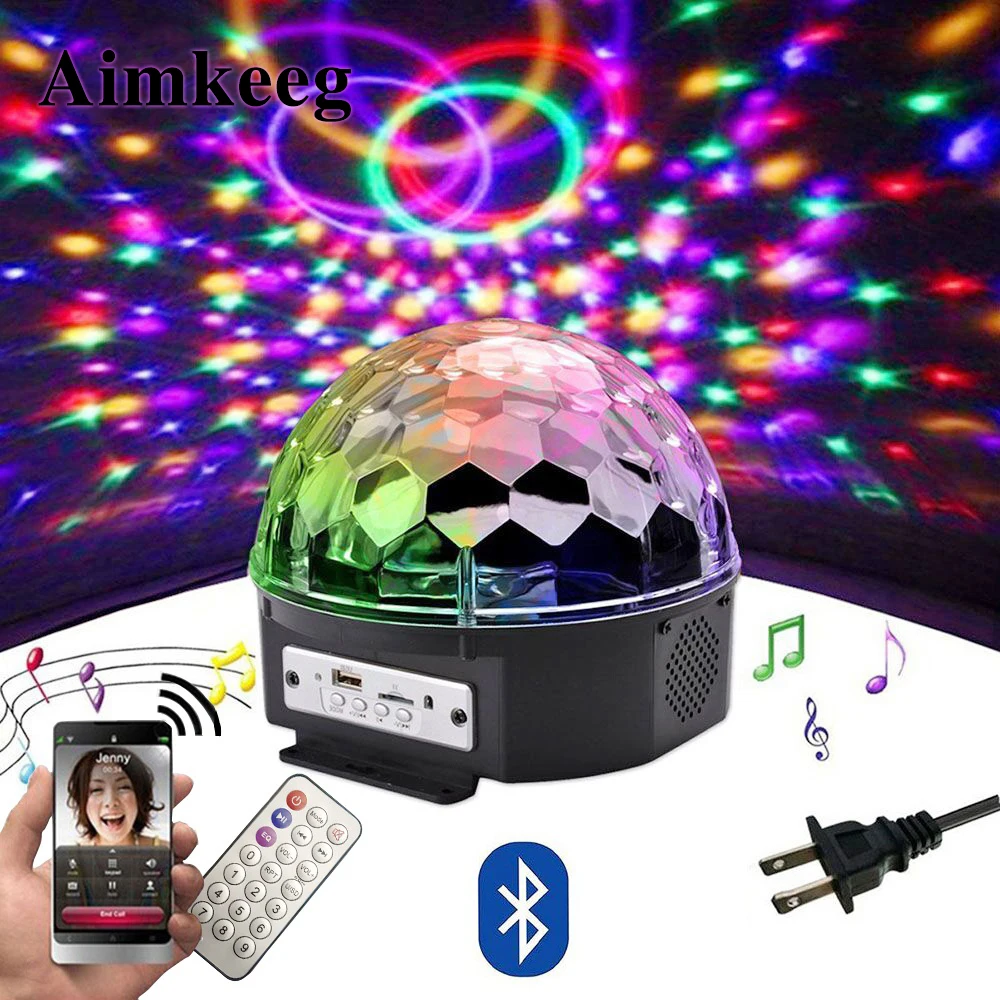 9 цветов LED Bluetooth Динамик диско шар света с Mp3 плеер Пром лазерный свет партии 18 W DJ Свет этапа лазерный лампа проектора 9 цветов LED Bluetooth Динамик диско шар света с Mp3 плеер Пром лазерный свет партии 18 W DJ Свет этапа лазерный лампа проектора